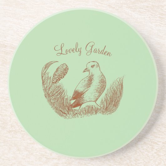 Vintag Garden Bird - einfarbig Elegant Blumen Getränkeuntersetzer (Vorne)