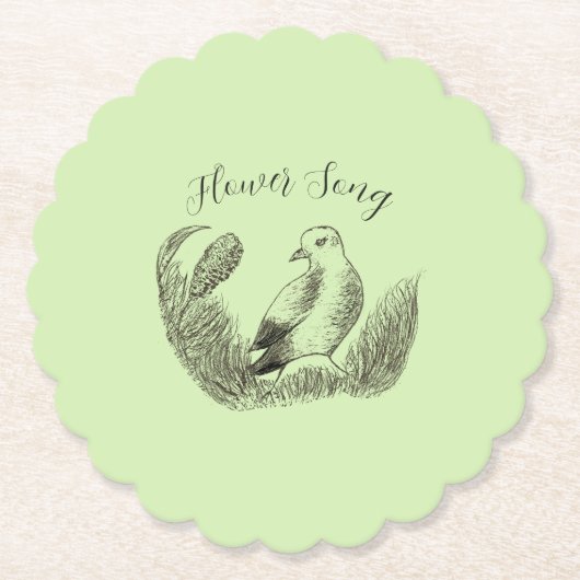 Vintag Garden Bird - einfarbig Elegant Blumen Untersetzer (Vorderseite)