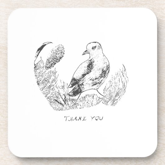 Vintag Garden Bird - Monochrome Blume Vielen Dank Getränkeuntersetzer (Vorderseite)