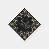 Vintag Garden Black | Farbenfrohe Hochzeitmonogram Serviette (Ecke)
