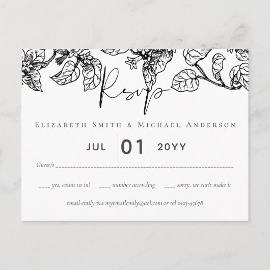 Vintag Garden Blätter Classic Budget Wedding RSVP Postkarte (Vorderseite)