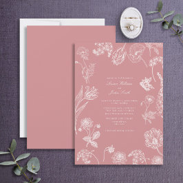 Vintag Garden Blume Dusty Rose Foto Hochzeit Einladung