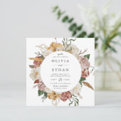 Vintag Garden Blumenrahmen Square Wedding Einladung (Stehend Vorderseite)
