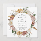 Vintag Garden Blumenrahmen Square Wedding Einladung (Vorderseite)