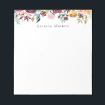 Vintag Garden Burgundy Floral Notizblock<br><div class="desc">Vintag inspiriert Aquarellgarten Blume und Blattwerk,  personalisiertes Notizblock.</div>