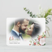 Vintag Garden Floral Foto Jahrestag Einladung (Stehend Vorderseite)