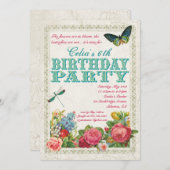 Vintag Garden Geburtstagsparty Einladung (Vorne/Hinten)