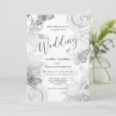 Vintag Garden Gray & White Botanical Wedding Einladung (Stehend Vorderseite)