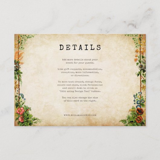 Vintag Garden Greenery Stilvoll Begleitkarte (Vorderseite)