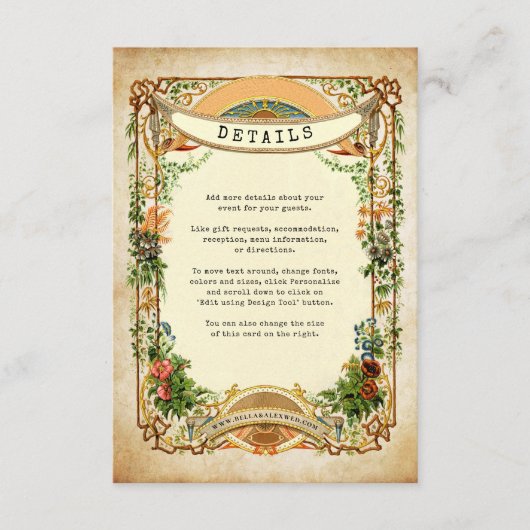 Vintag Garden Greenery Stilvoll Begleitkarte (Vorderseite)