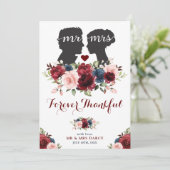 Vintag Garden Navy Maroon Rose Silhouette Dankeskarte (Stehend Vorderseite)