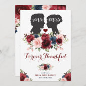 Vintag Garden Navy Maroon Rose Silhouette Dankeskarte (Vorne/Hinten)