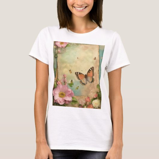 "Vintag Garden Party T - Shirt - Pastel Butterfell (Vorderseite)