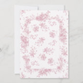 Vintag Garden Pink Toile Französische Blumenhochze Einladung (Rückseite)