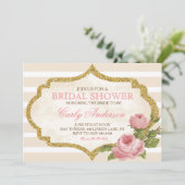 Vintag Garden Rose Bridal Dusche Einladung (Stehend Vorderseite)