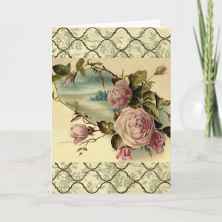 Vintag Garden Rose Card Karte