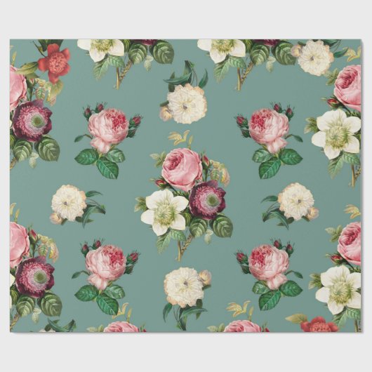 Vintag Garden Rose Dekoupage Geschenkpapier (Flach)