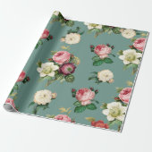 Vintag Garden Rose Dekoupage Geschenkpapier (Ungerollt)