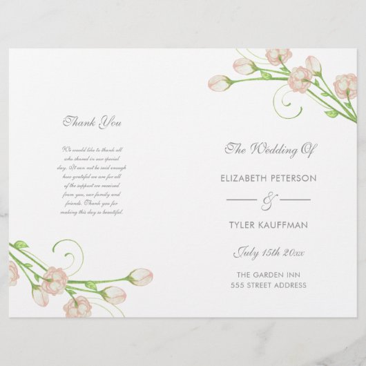 Vintag Garden Rose - Hochzeitsprogramm (Vorderseite)