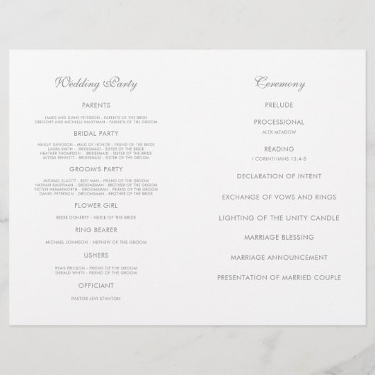 Vintag Garden Rose - Hochzeitsprogramm (Rückseite)