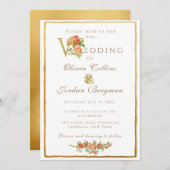 Vintag Garden Rose und Gold Simple Wedding Einladung (Vorne/Hinten)