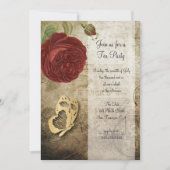 Vintag Garden Rote Rose Party| Einladung (Vorderseite)