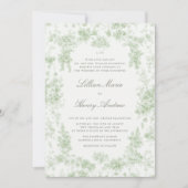 Vintag Garden Toile Sage Green Classic Hochzeit Einladung (Vorderseite)