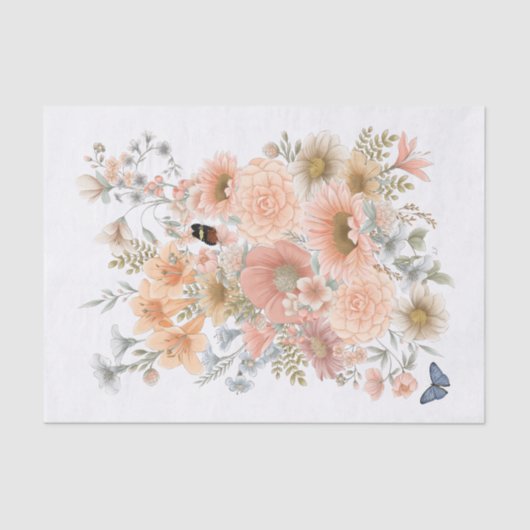 Vintag Garden Vertical Bouquet Tissue Paper Seidenpapier (Vorderseite)