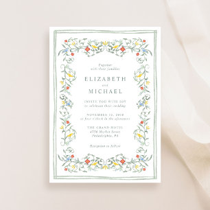 Vintag Garden Wasserfarbenparade Grüne Hochzeit Einladung
