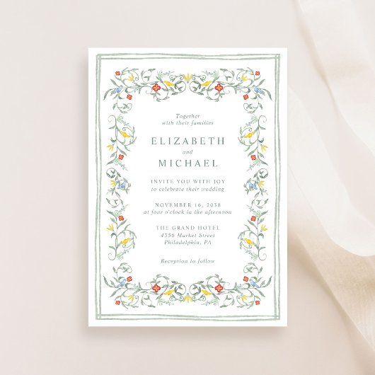 Vintag Garden Wasserfarbenparade Grüne Hochzeit Einladung