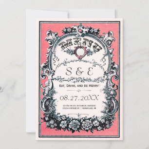 Vintag Garden Wedding Menu Cards Einladung