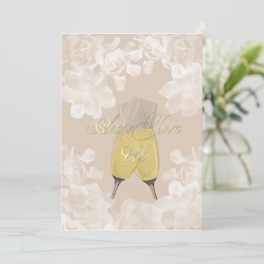 Vintag Gardenia Sand Verlobung Einladung (Stehend Vorderseite)