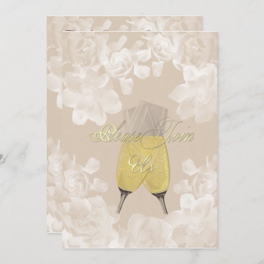 Vintag Gardenia Sand Verlobung Einladung (Vorne/Hinten)