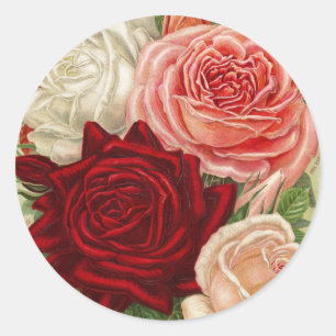 Vintag-Garten-Rose Rundaufkleber Runder Aufkleber