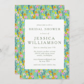 Vintag Gartenblumenkerne Brautparty Minze Rosa Einladung (Vorne/Hinten)