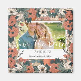 Vintag Gartenflora Save the Date mit Foto Magnet