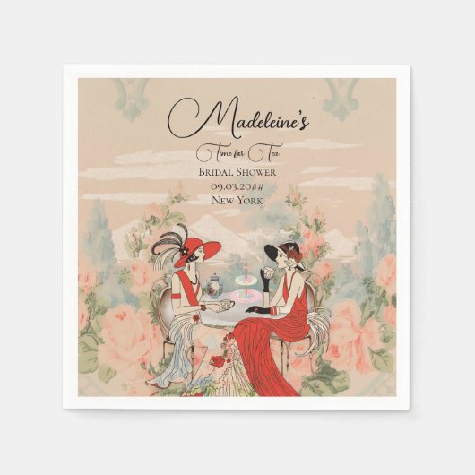 Vintag Gartenflorenzeit für Tee Brautparty Serviette (Vorderseite)