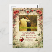 VINTAG GARTENHERZ MIT FOTO, SCHNELLER LIEBE QUOTE POSTKARTE (Vorne/Hinten)