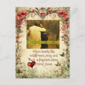 VINTAG GARTENHERZ MIT FOTO, SCHNELLER LIEBE QUOTE POSTKARTE (Vorderseite)