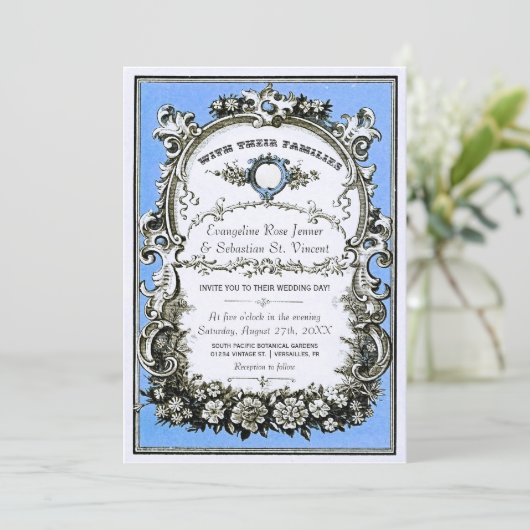 Vintag Gartenhochzeit Einladung (Stehend Vorderseite)