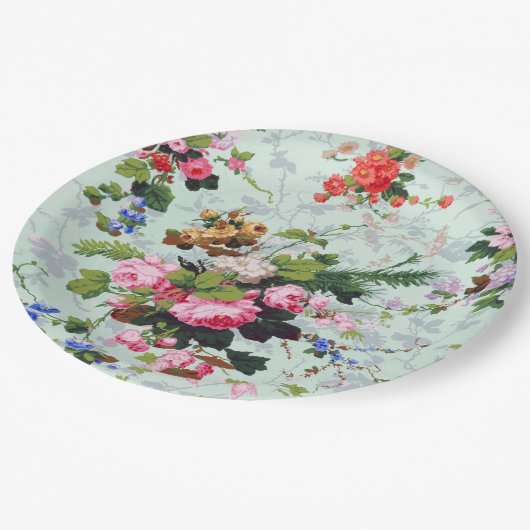 Vintag Gartenmuster Pappteller (Schrägansicht)