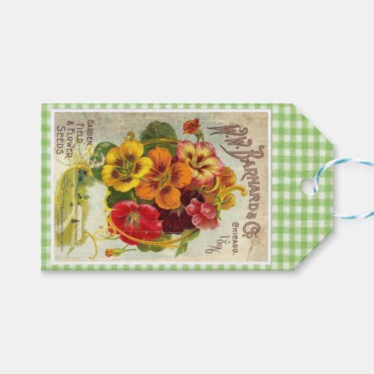 Vintag-Gartensaatgut Tag Design 3 Geschenkanhänger (Vorderseite (Horizontal))