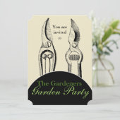 VINTAG Gartenwerkzeuge Garten Party Einladung (Stehend Vorderseite)