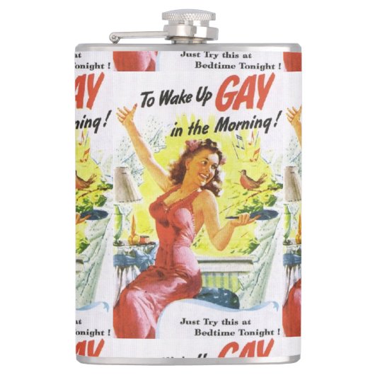 Vintag "Gay Geweckt" Flachmann (Vorderseite)