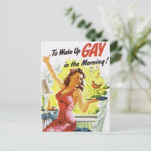 Vintag "Gay Geweckt" Postkarte (Stehend Vorderseite)