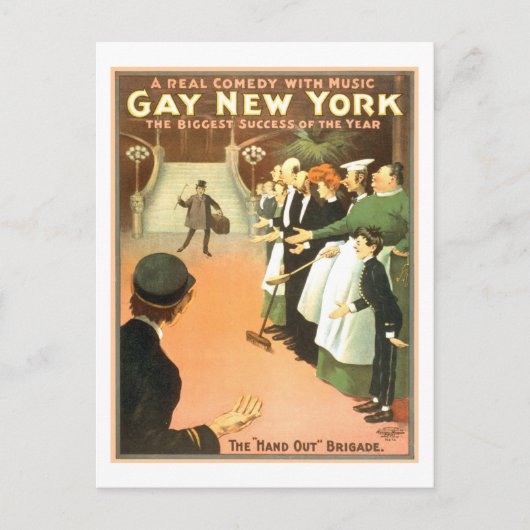 Vintag Gay New York Theater Poster Postkarte (Vorderseite)