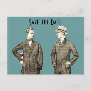 Vintag Gay Save the Date Ankündigungspostkarte