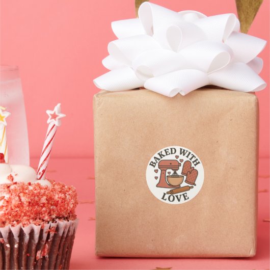 Vintag gebacken mit Liebe Aufkleber (Party)
