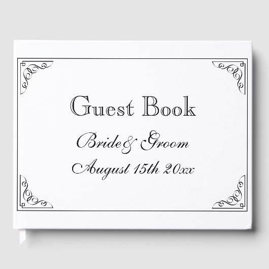 Vintag geblüht Grenze personalisiert Retrohochzeit Gästebuch (Vorderseite)