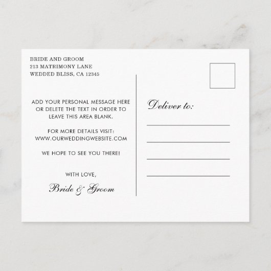 Vintag Geblüht Hochzeit Datum speichern Ankündigungspostkarte (Rückseite)